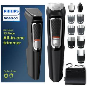 lot 2396 image: Norelco Philips Multigroom 3000 Series, All-in-One Trimmer, 13 Piece Menfts, Grooming Kit for Beard, face, Nose, and Ear Hair Trimmer and Hair Clipper - NO Blade Oil Needed, MG374040 - Retail $20