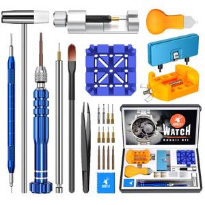 lot 2398 image: JOREST Watch Repair Kit for Battery Replacement and Link Removal, Resizing andOpener, Watch Repair and Cleaning Screwdriver Set, Wrench Back Remover, Spring Bar Tool - Retail $15