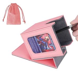 lot 2405 image: AFIING MTG Deck Box for Commander Display,Card Deck Box Fits 100 Double Sleeved Cards, Magic Commander TCG Card Storage Box with 2 Dividers,Drawstring Bag and 1 Toploader(Pinkgrey) - Retail $14