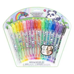 lot 2424 image: Panda Glitter Gel Pens Body Markers Colorful and Bright Glitter Pens Gifts for Girls  16 pcs - Retail $7