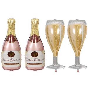 lot 2444 image: HORUIUS Champagne Bottle Balloons Champagne Glass Balloon Mylar Foil Balloons Birthday Engagement Bachelorette Party Bridal Shower Wedding Celebration Anniversary Decorations 4PCS - Retail $7