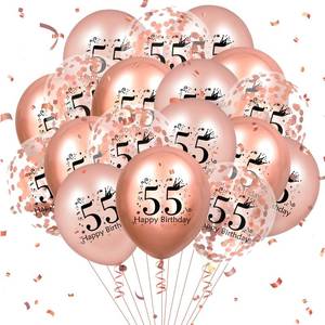 lot 2458 image: 55th Birthday Balloons 18 Pcs Rose Gold Happy 55th Birthday Latex Balloons Confetti Balloons for Men Women 55th Anniversary Birthday Party Decorations Rose Gold Balloons Birthday Decor Supplies12 inch - Retail $8