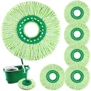lot 5542 image: 6 Pack Mop Head Replacement Compatible with Libman Tornado Spin Mop, Microfiber Spin Mop Refills, Washable and Reusable Round Replacement Heads