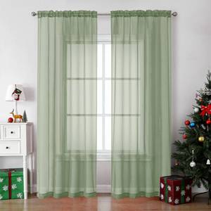 lot 6443 image: OVZME Bedroom Curtains 2 Panel Sets 84 Inch Length - Transparent Light Weight Soft Window Treatment Panels for Study RoomLiving RoomGuest Room, Sage Green, Per Panel W42 X L84 inches