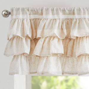 lot 6447 image: jinchan Ruffled Valance Curtain Linen Kitchen Window Valance for Living Room Bedroom 18 Inch Farmhouse Cottage Shabbychic Style Light Filtering Small Window Treatment 1 Panel Crude - Retail $24