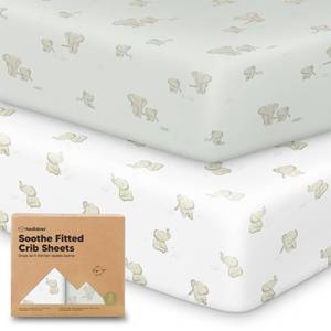 lot 6450 image: KeaBabies 2-Pack Organic Crib Sheets for Boys, Girls - 52x28 Fitted Crib Mattress Sheet Neutral, Breathable Jersey Cotton Cover for Baby Bed, Toddler Mattress, Soft and Cute Prints (Elly) - Retail $22