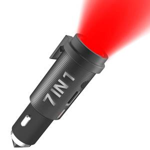 lot 6453 image: Car Emergency Tool, Car Emergency Flashlight, Small Rechargeable Flashlight Escape Tool, Compact Travel Strobe Flashlight, Car Survival Flashlight Emergency Kit, Window Breaker USB C Car Charger Balck - Retail $23