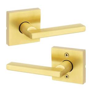 lot 6480 image: Halifax Square Satin Brass Passage HallCloset Handle Door Handle - Retail $39
