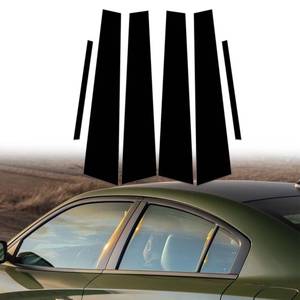 lot 6485 image: AMSPRAC Door Pillar Covers fit for Dodge Charger 2011-2021,Exterior Molding Anti-Scratch Trim, 6PCS Window Outer Pillar Panel Set,Glossy Black - Retail $15