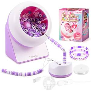 lot 6488 image: Tilhumt Clay Bead Spinner, Electric Bead Spinner for Jewelry Making, Friendship Bracelets Maker with Needle and Elastic String, Gift for Patent Design, Purple (Beads Not Included) - Retail $16