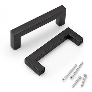 lot 6490 image: KNOBWELL 6 Pack 3-12 inch Black Kitchen Cabinet Door Handles, Stainless Steel T Bar Dresser Drawer Pulls - Hole Centers 3.5 inch(90mm), Overall Length 4 inch - Retail $14