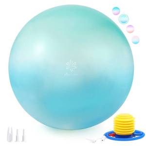lot 15701 image: Sportneer Extra Thick Exercise Ball - 25.6ftftYoga Ball with Quick Pump - Anti-Burst and Slip Resistant Fitness Ball Chair for Pregnancy and Physical Therapy (Blue Green) - Retail $22