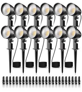 lot 15725 image: CRODIAL Low Voltage Landscape Lighting 15W LED Landscape Spotlights with Connectors 12V-24V ACDC 3000K 6500K IP65 Waterproof Outdoor Warm White Spotlights for Yard, Garden, Pathway, House (12 Pack) - Retail $90