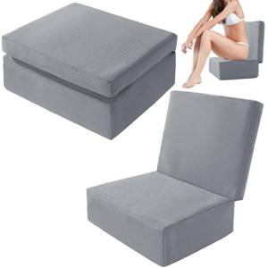 lot 15756 image: MABOZOO Foldable Hot Tub Booster Seat, Adjuatable 2 Heights Extra Thick Hot Tub Pillow Bath Seat with Back Support Cushions, Washable Hot Tub Seat Cushion for Indoor Outdoor (Gray) - Retail $40