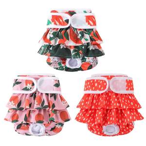 lot 16000 image: Reusable Dog Diapers Female 3 Pack Reusable Premium Highly Absorbent Doggie Diapers, Flexible Puppy Diapers, Durable Leak-Proof Fruit Dog Diapers for Period Heat Incontinence Puppy Training, M - Retail $22