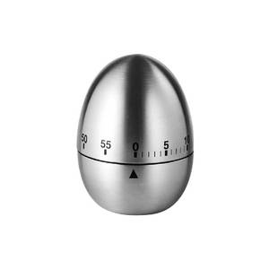 lot 16002 image: Stainless Steel Kitchen Timer Egg � Accurate Countdown Timer for Cooking, Metallic Silver Egg Shape, with Dual-Language Manual (English and Chinese) - Retail $7