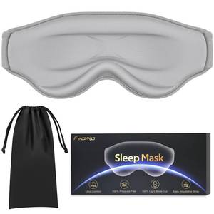 lot 16434 image: Fygrip 3D Cooling Eye Mask Sleep Mask for Men and Women, 100percent Pressure-Free and Light Block-Out Eye Mask for Sleep with Easy Adjustable Strap, Night Eye Cover for Travel, Grey - Retail $6