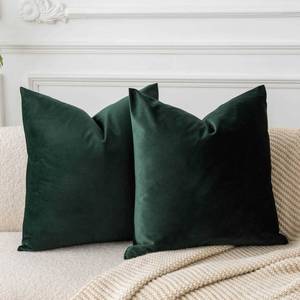 lot 16445 image: JUSPURBET Couch Pillow Covers Set of 2 Decorative Velvet Throw Pillow Covers Cases for Living Room Bedroom Home Decor Soft Cushion Covers Cases with Hidden Zipper for Sofa Bed 18x18 inch,Army Green - Retail $14