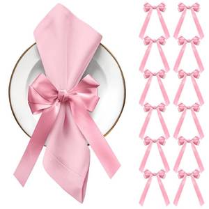 lot 2471 image: Gandeer Pink Bow Napkin Rings Set of 12 Pink Ribbon Candlestick Decor Charms Coquette Bow for Wine Glasses Ribbon Gift Rings Bulk for Candle Holder Wedding Birthday Party Bridal Shower Wrapping - Retail $10