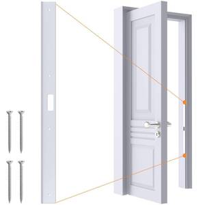 lot 2474 image: 24 Interior Door Jamb Repair Kit for Interior DoorsExtended Door Strike Plate Reinforcement Plate for Interior Door Deadbolt, Fit Any Interior Door Jamb Door Frame (White) - Retail $30in