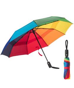 lot 2486 image: Mr. Pen Rainbow Ray Travel Umbrella, Windproof, Automatic, Compact, 42 Inch Canopy, Fiberglass Shaft, Aluminum Frame - Retail $15