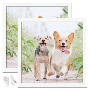 lot 2488 image: icariery 9x9 Picture Frame Set of 2, White Square Photo Frames High Transparent Wall Gallery Desktop Horizontal Vertical for Canvas Collage Photo Poster Certificate 9 x 9 inches - Retail $9