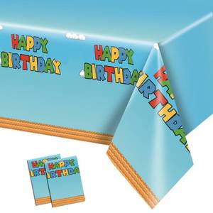 lot 2495 image: USERTEN 2Pcs Super Brothers Adventure Party Tablecloths 108 x 54 inches Video Game Plastic Table Cloth Fits for Mario Theme Boy Birthday Party Decoration Disposable Tablecovers Decor Supplies - Retail $8