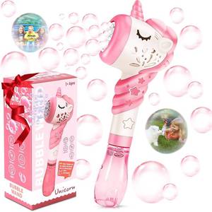 lot 4231 image: Bubble Machine Wand Gifts for Kids Toddlers Age 1 2 3 4 5 6 7 8 Years Old Birthday Party Unique Cute Baby Outdoor Outside Unicorn Summer Toy Easter Day Game for Little Girl Boy Include Solution Pink - Retail $16