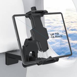 lot 4235 image: KDD Airplane Tablet Holder Mount, Adjustable Travel Essentials iPad Phone Stand with 360 Degree Rotation, Portable Tesla Model 3Y Car Headrest Mount Compatible with iPad, Phone, Switch - Retail $20