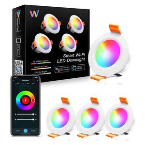 lot 4240 image: LightingWill 2 Inch Recessed Lighting, Smart WiFi LED Downlight, 5W LED Ceiling Light Compatible with AlexaGoogle Assistant, Dimmable RGB and 2700K-6500K, 120V with LED Driver (4 Pack) - Retail $70