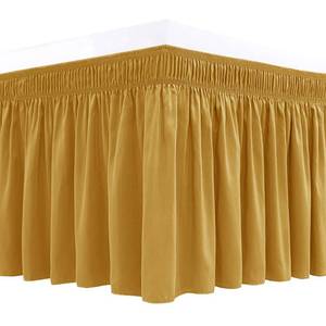 lot 4247 image: Biscaynebay Wrap Around Bed Skirts for Queen Beds with Short Drop of 12, Gold Adjustable Elastic Dust Ruffles Easy Fit Wrinkle Resistant Silky Luxurious Fabric Machine Washable - Retail $18in