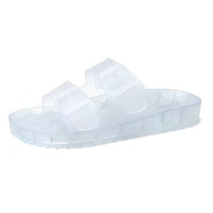 lot 4256 image: FUNKYMONKEY Womenfts Slides Sandals Dream Jelly Color Adjustable Double Buckle Adjustable Plastic Flat Sandals (11 M US, TRANSPARENTMKLS) - Retail $28