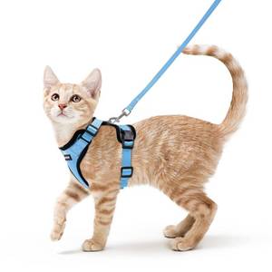 lot 4260 image: rabbitgoo Cat Harness and Leash for Walking, Escape Proof Soft Adjustable Vest Harnesses for Cats, Easy Control Breathable Reflective Strips Jacket, Light Blue, S - Retail $19