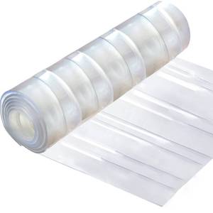 lot 4277 image: Plastic Vinyl Strip Curtain-Door 7.5� Length x 7.6� Width x 0.07� Thick Clear Waterproof Ribbed PVC for Warehouse Doors, Walk-in Freezers Cooler Curtain Strips for Basement Stable, Pet House - Retail $22