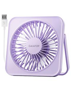 lot 4278 image: Gaiatop USB Desk Fan, 5 Inch Small Portable Table Desktop Fans with Strong Wind Ultra Quiet 3 Speeds and 180° Tilt Folding, Mini Personal Cooling Essentials For Office Home Bedroom Dorm Kitchen Purple - Retail $7