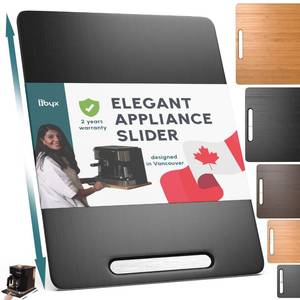 lot 4284 image: Ibyx Elegant Sliding Tray for Your Coffee Maker and Heavy Kitchen Appliances - Sturdy, Slides Easily from Under The Cabinet (Black, 12�W x 16�D) - Retail $39
