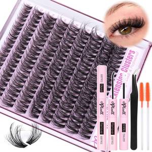 lot 4288 image: Fluff Lash Extension Kit Wispy Eyelash Extension Kit 10-18MM Natural Lash Clusters 180PCS Cluster Eyelash Extensions with Lash Bond and Remover and Lash Applicator DIY Lashes Extension by Pleell - Retail $12