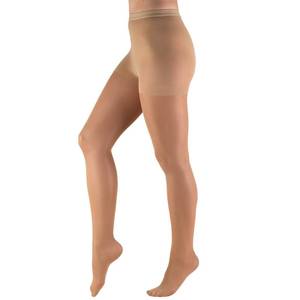 lot 4297 image: Truform Sheer Compression Pantyhose, 8-15 mmHg, Womenfts Shaping Tights, 20 Denier, Beige, Petite - Retail $18