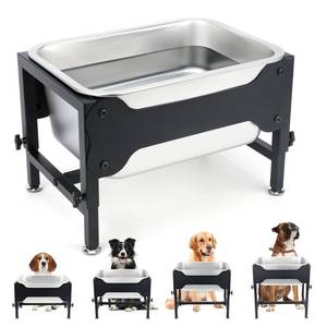 lot 5485 image: 3 Gallons Elevated Large Dog Water Bowl, 4 Height Adjustable Stainless Steel Raised Dog Bowls with Stand, Indoor Outdoor Pet Water Bowl Relief Joint Pressure Pet Dishes for Dogs Easy Clean - Retail $40