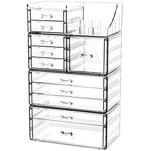lot 5487 image: Acrylic Clear Makeup Organizer Countertop,Stackable Skincare Organizer for Vanity With 11 Drawer,Large Plastic Desk Accessories Organization,Bathroom Cosmetic Organizer Countertop for Beauty,Skin Care - Retail $35