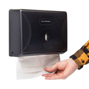 lot 5517 image: Mind Reader Paper Towel Dispenser, Tri-Fold Towel Holder, Restroom, Wall Mount, Bathroom, 10.25L x 3.75inW x 8inH, Black - Retail $15in