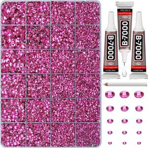 lot 5520 image: (Pack of 10)Resin Rhinestones Set for Crafting Bedazzling, Hot Pink Flatback Gems Jewels Crystals for Crafts - Retail $100