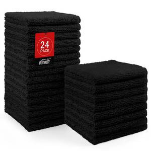 lot 16469 image: HOMEXCEL Black Washcloths 24 Pack, Highly Absorbent and Soft Microfiber Face Towel, Makeup Remover Towels, Multi-Purpose Wash Cloths for Bathroom, Hotel, Spa, Gym, and Kitchen, 12x12 Inch - Retail $10