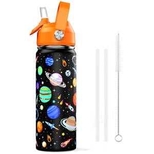 lot 16478 image: ACESAK 18oz Kids Insulated Water Bottle with Straw Lid - 188 Stainless Steel Kid Cup BPA-FREE Travel Tumbler Double Wall Vacuum Leak Proof Portable Toddler Water Bottle (Space) - Retail $20
