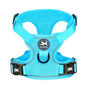 lot 16496 image: PoyPet Reflective Soft Breathable Mesh Dog Harness No Choke Double Padded Vest Adjustable(Light Blue,S) - Retail $16