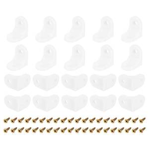 lot 16497 image: uxcell 20Pcs 90 Degree Plastic Corner Braces, 16.6x23.4x23.4mm Nylon Shelf Right Angle Brackets with Screws for Cabinets, Cupboards (White) - Retail $8