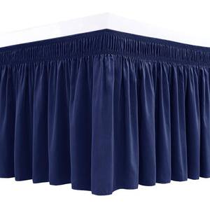 lot 19863 image: Biscaynebay Wrap Around Bed Skirts for Queen Beds Short Drop of 12, Navy Adjustable Elastic Dust Ruffles Easy Fit Wrinkle Resistant Silky Luxurious Fabric Machine Washable - Retail $18in