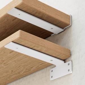 lot 19872 image: Shelf Brackets, Heavy Duty Floating Shelf Brackets 10-Inch Long, 6-Pack Brackets for Shelves, Matte White L Hidden Metal Wall Shelf Support Shelving Brackets, 15-Inch Thick 160 lb. Load Capacity - Retail $37