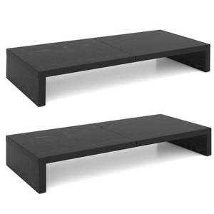 lot 19874 image: TEAMIX 2 Pack Monitor Stand Riser-20 inch, Black Desktop Stand for PCTVLaptopPrinter, Keyboard Shelf Organizer Wood Monitor Riser with Storage - Retail $30