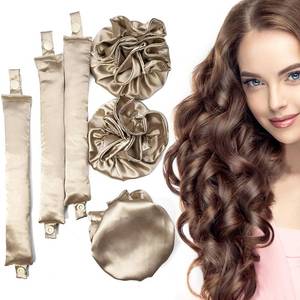 lot 20002 image: BLINKEEN Satin Heatless Hair Curler 3Sets6PCS, Flexi Rod for All Hair Types, No Heat Curlers to Sleep In - C-3Sets-Golden - Retail $10